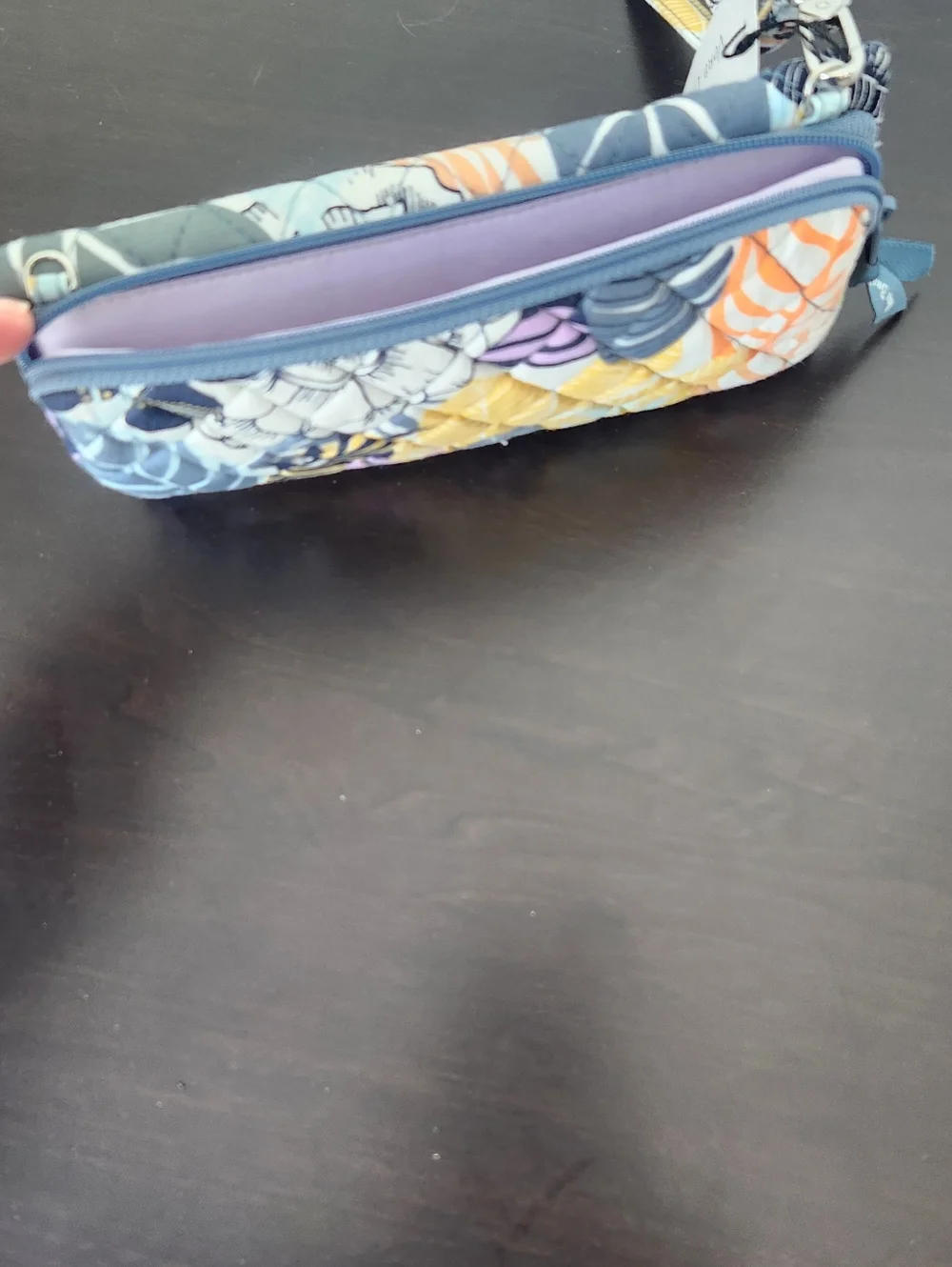 Vera Bradley Palm Floral RFID Wallet Crossbody - Navy, Light Blue, Yellow, White - Picture 5 of 6